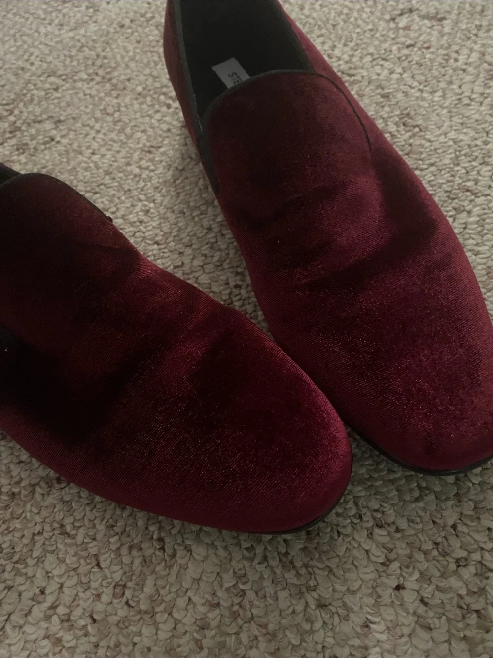 Steve Madden Men’s Deep Wine Velvet Slip-On Loafers